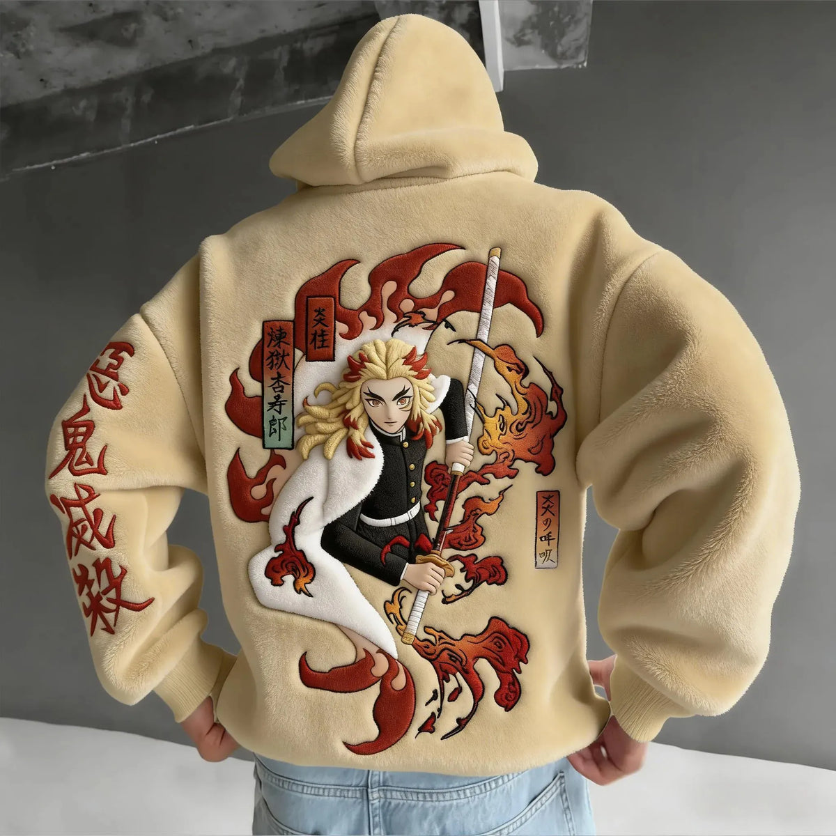 Demon Slayer Color-blocked Corduroy Hooded Sweatshirt
