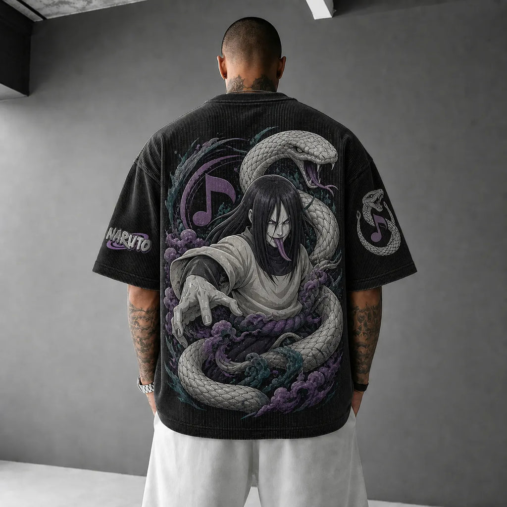 Naruto Unisex Anime-Style Retro Corduroy Oversized T-Shirt