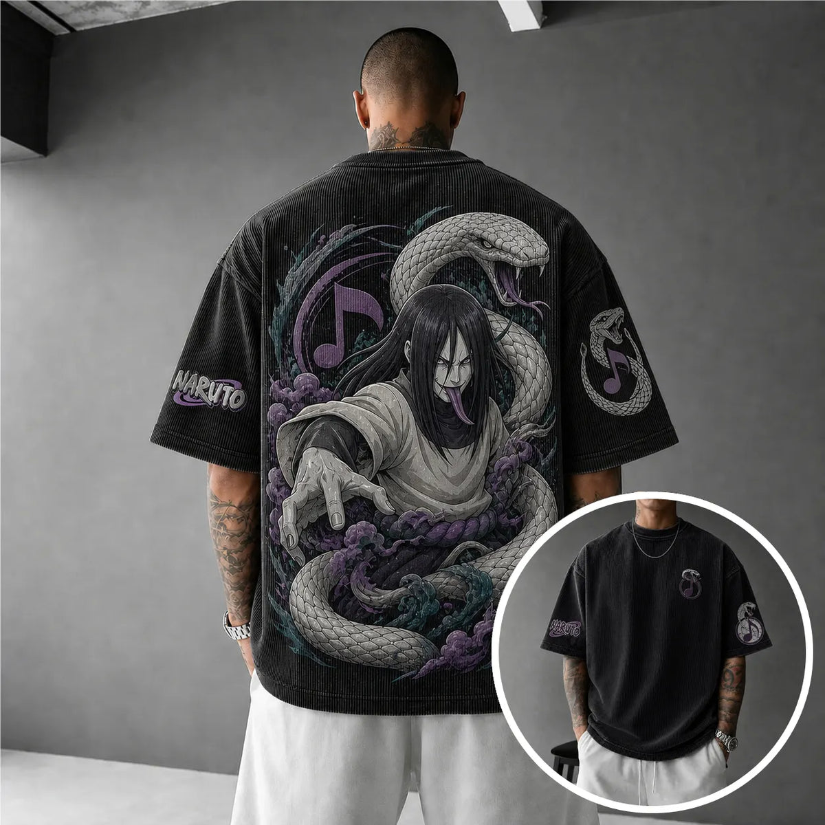 Naruto Unisex Anime-Style Retro Corduroy Oversized T-Shirt