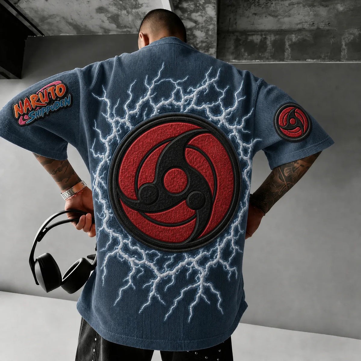 Naruto Unisex Anime-Style Retro Corduroy Oversized T-Shirt