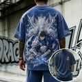 Solo Leveling Unisex Oversized Anime-Print Vertical-Stripe Short-Sleeve T-Shirt