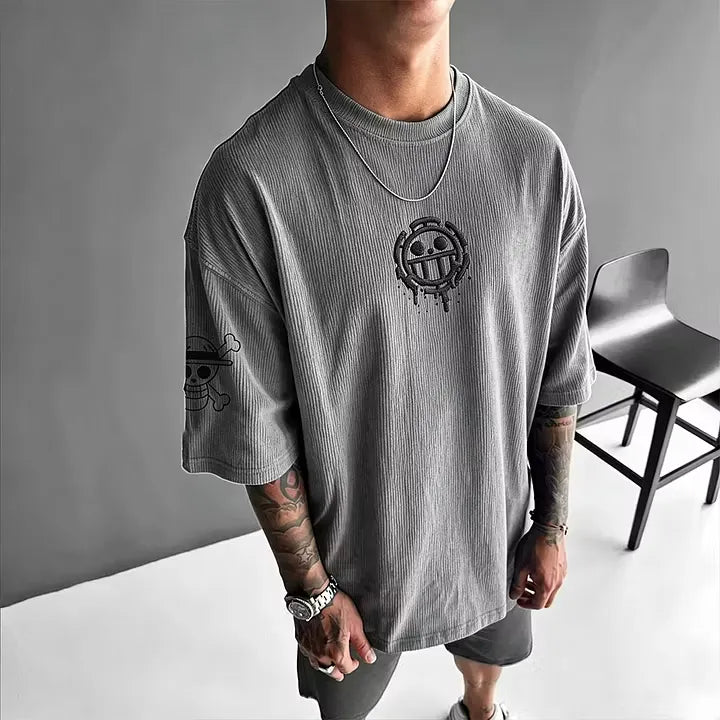 One Piece Anime Vintage Waffle Knit T-Shirt