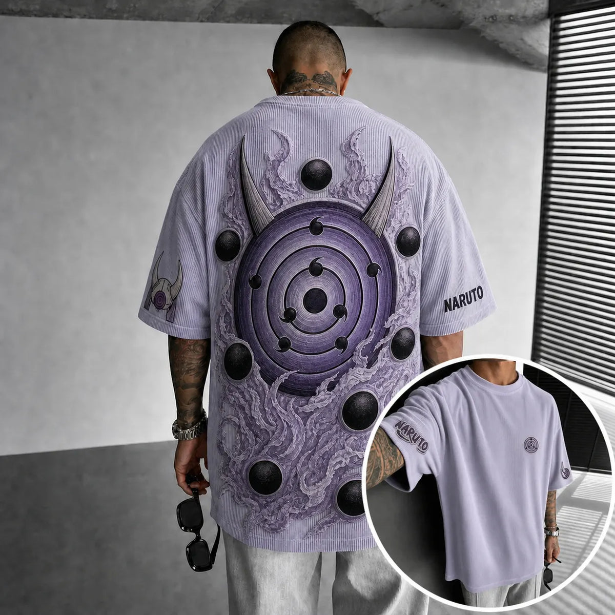 Naruto Unisex Anime-Style Retro Corduroy Oversized T-Shirt