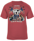 250 Years of Freedom 1776-2026 American Flag Patriotic T-Shirt - Chili Red