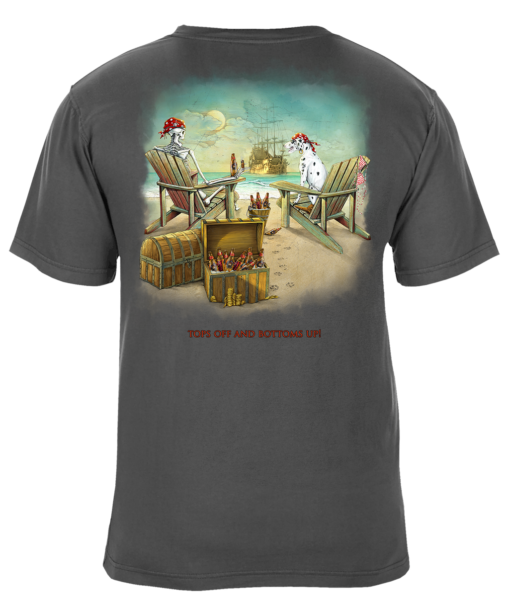 Tops Off Bottoms Up Pirate Beach Party Graphic T-Shirt - Available in 3 Colors