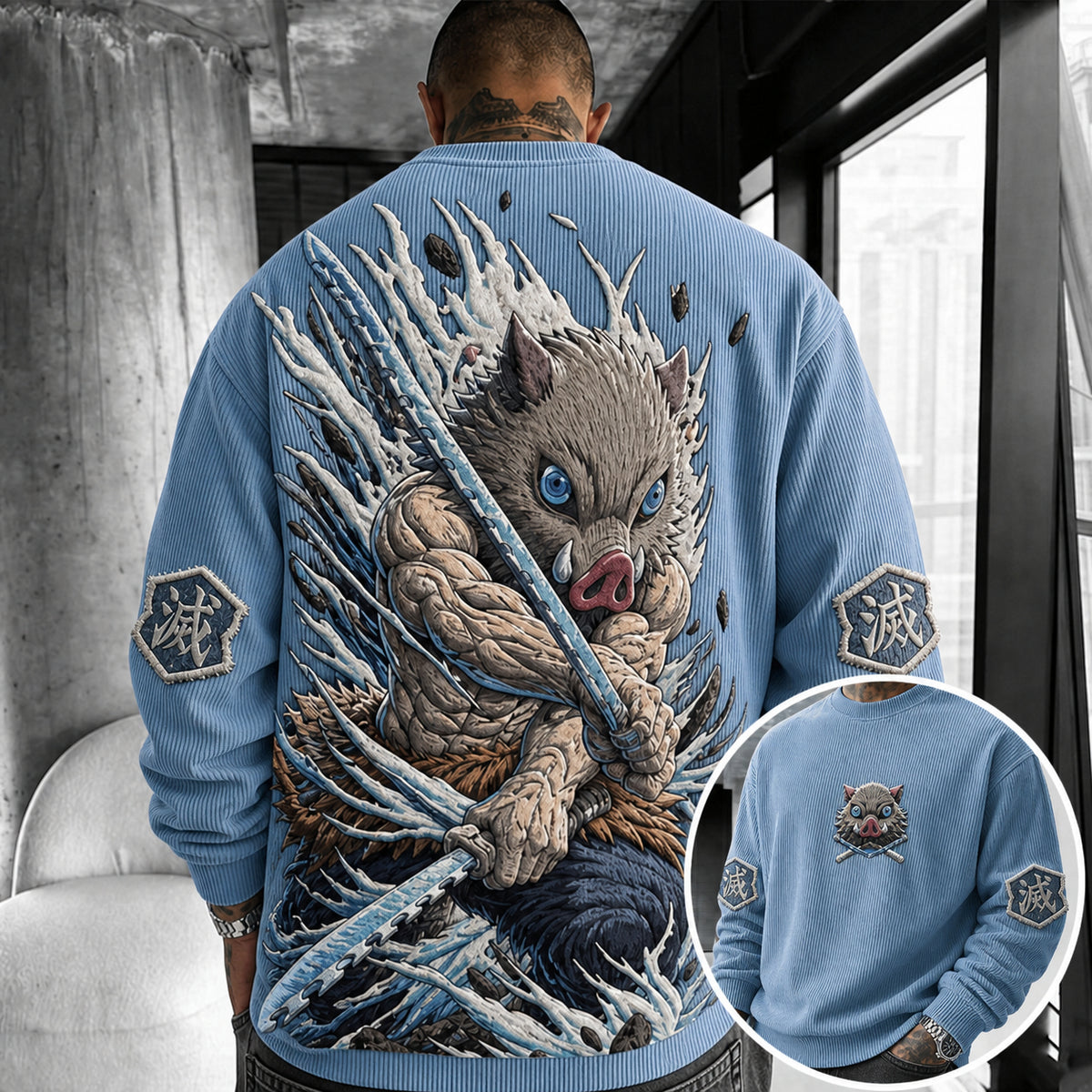 Demon Slayer Unisex Anime-print Crewneck Sweatshirt