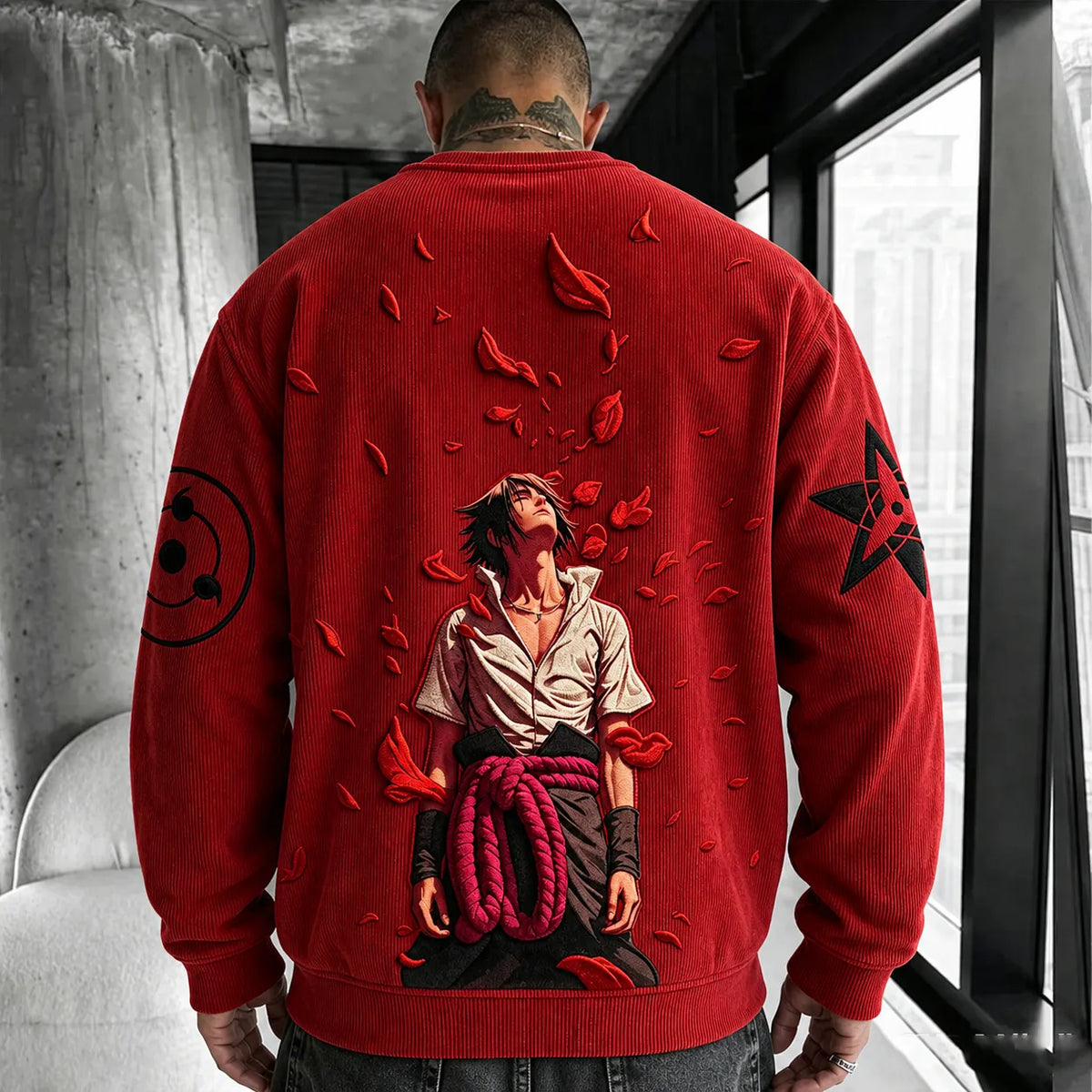 Naruto Unisex Retro Corduroy Sweatshirt In Anime Style