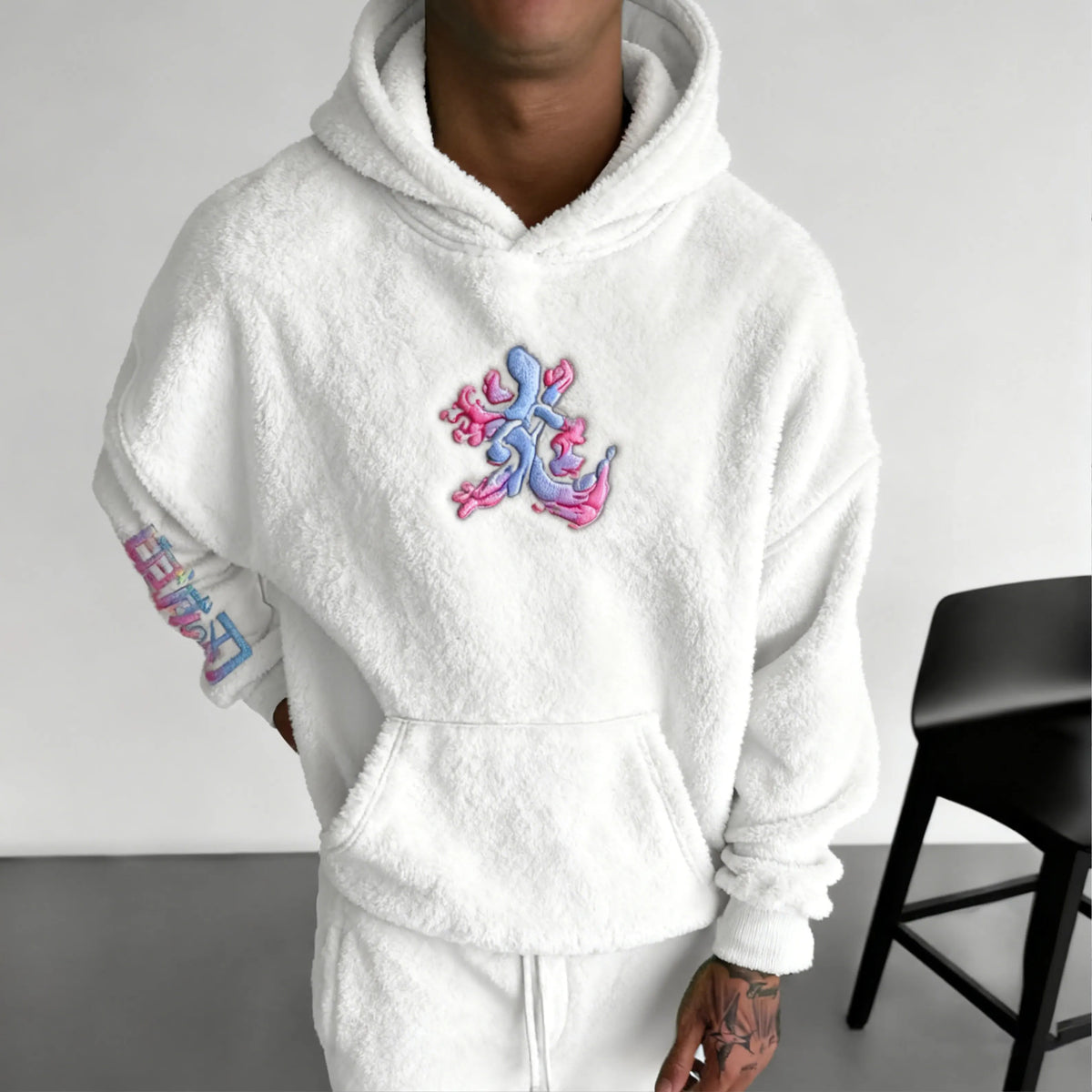 Demon Slayer Color-blocked Corduroy Hooded Sweatshirt
