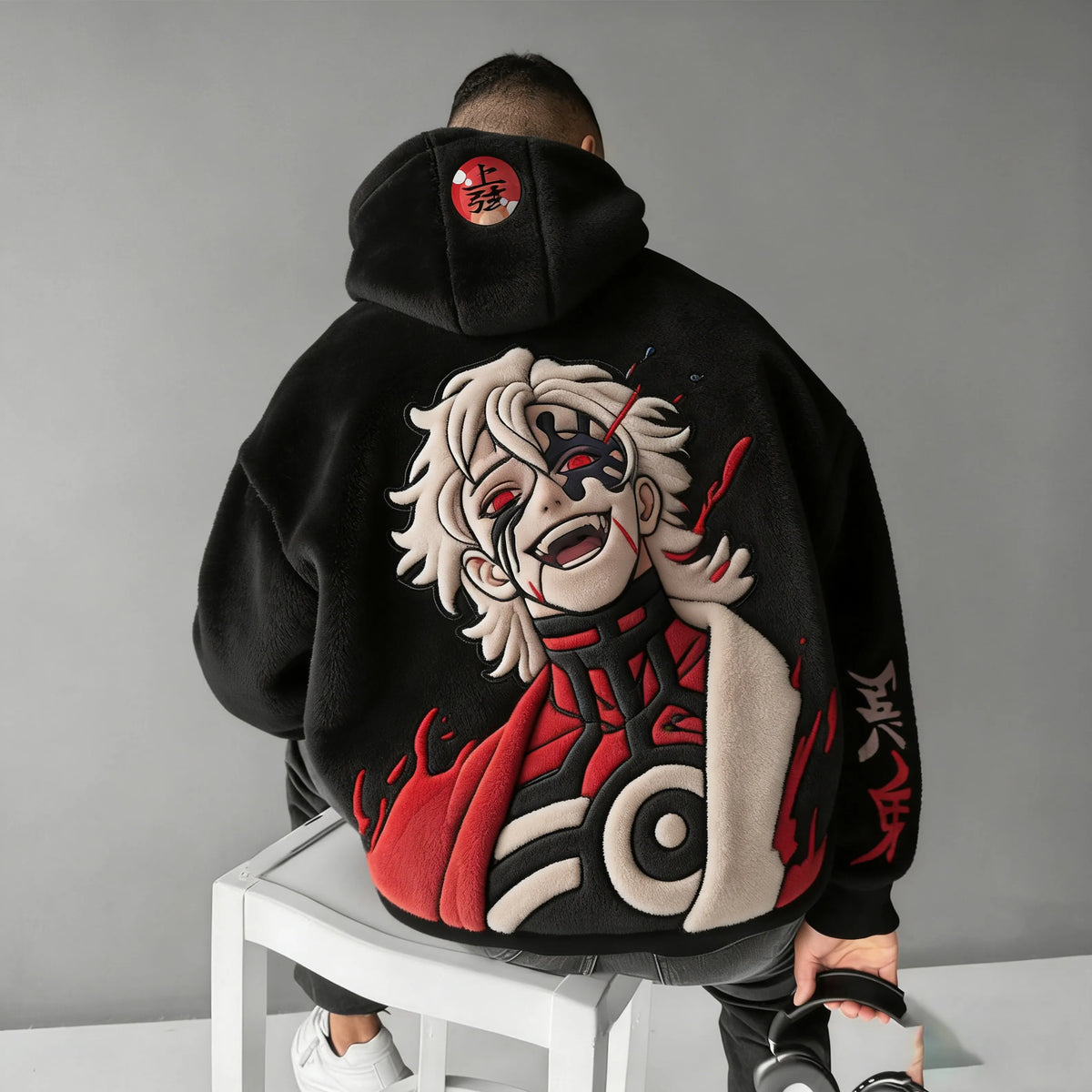 Demon Slayer Color-blocked Corduroy Hooded Sweatshirt