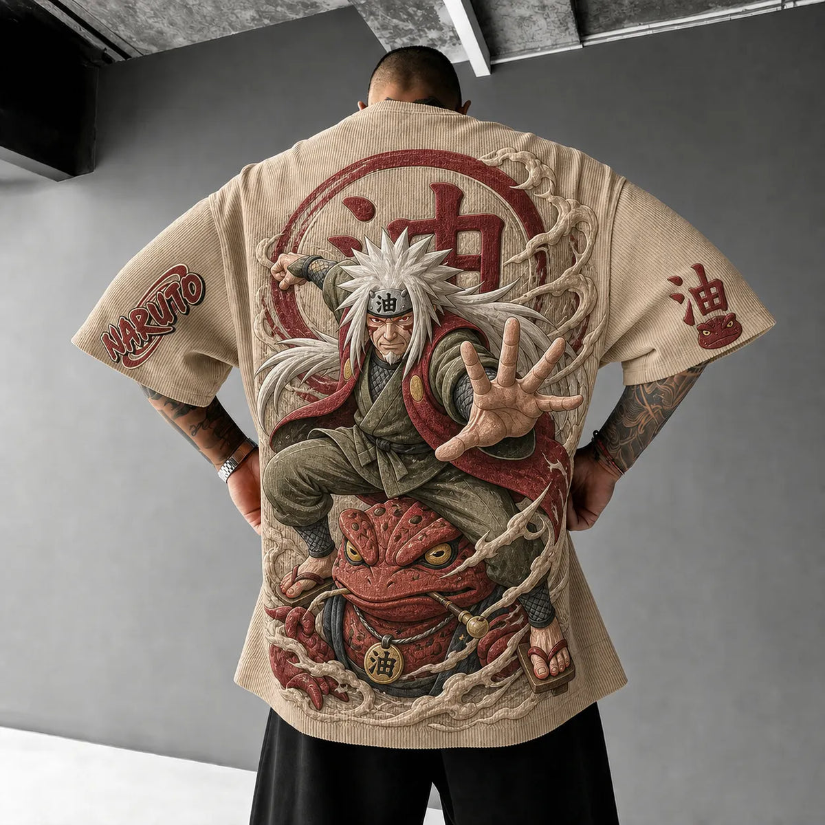 Naruto Unisex Anime-Style Retro Corduroy Oversized T-Shirt