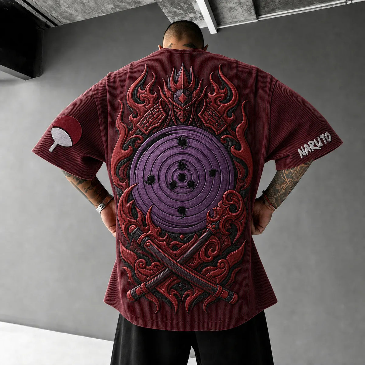 Naruto Unisex Anime-Style Retro Corduroy Oversized T-Shirt