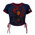 Naruto Women's Slim-Fit Short-Sleeve T-Shirt With Anime Print And Side Drawstrings