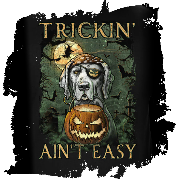 Trickin Ain't Easy Glow in the Dark Halloween Trick or Treat Pirate Dog Graphic T-Shirt