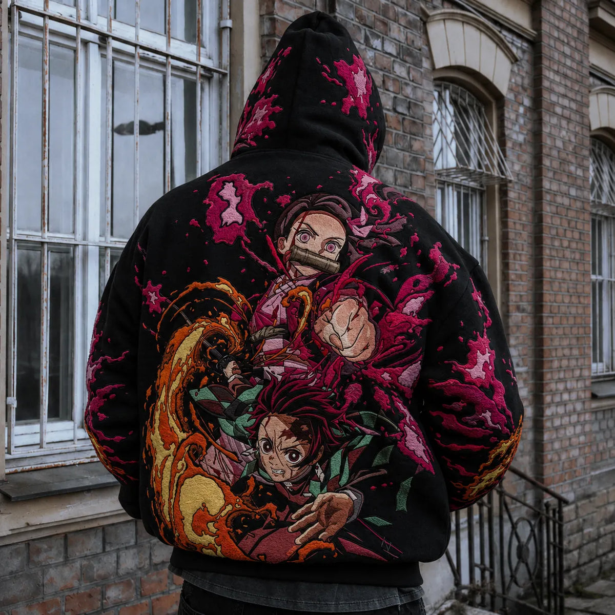 Demon Slayer Vintage Anime Print Hoodie