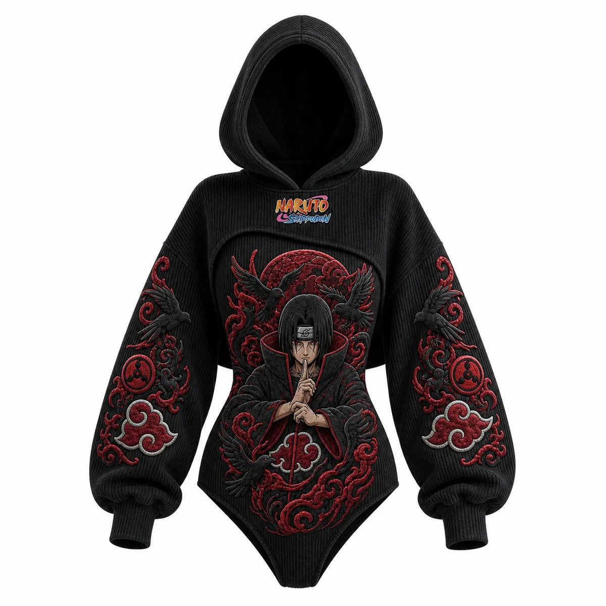 Naruto Women's Anime-Print Hooded Romper Set