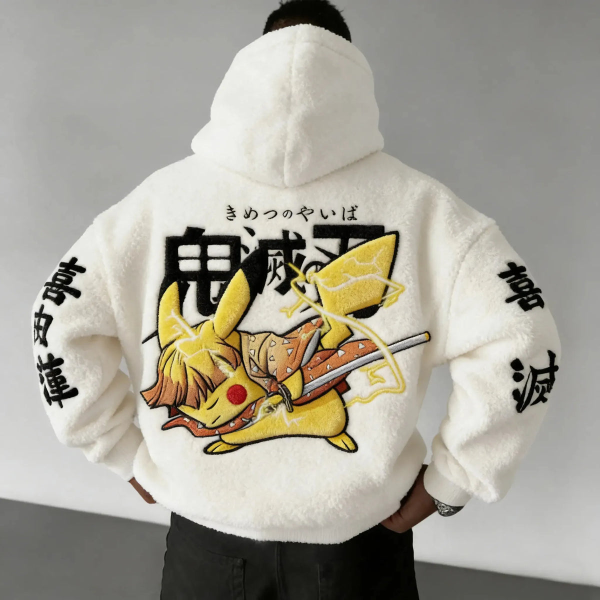 Demon Slayer Color-blocked Corduroy Hooded Sweatshirt