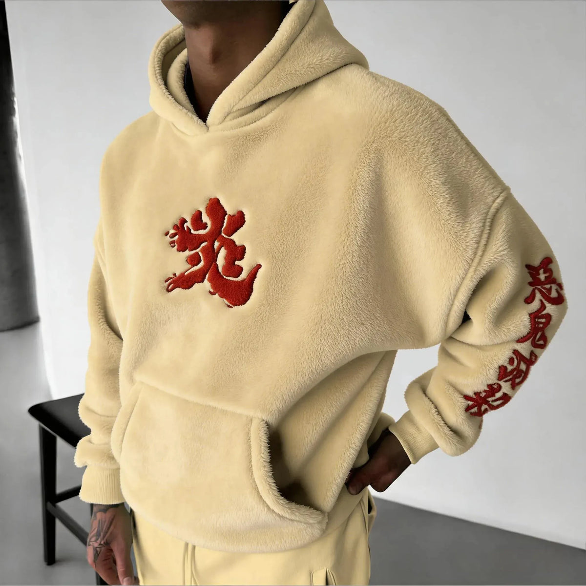 Demon Slayer Color-blocked Corduroy Hooded Sweatshirt