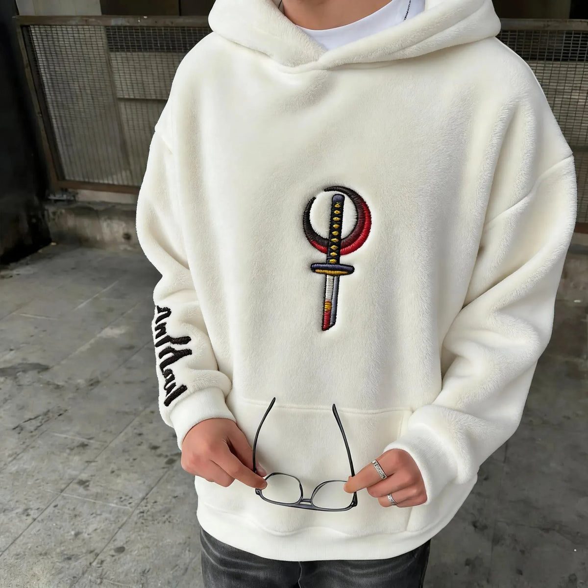 Demon Slayer Color-blocked Corduroy Hooded Sweatshirt