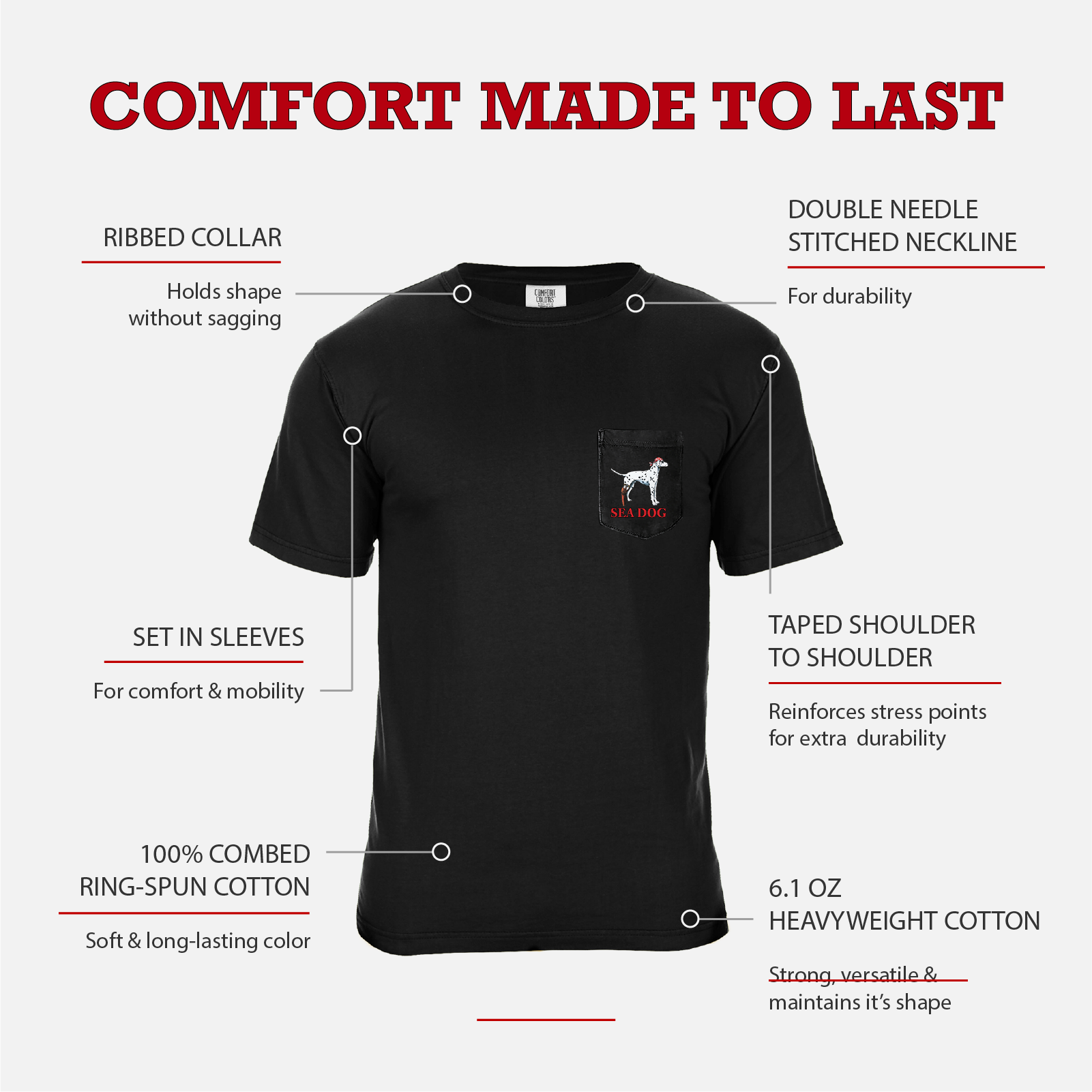 Sea Dog Classic Original Pocket Tee - Available in 5 Colors