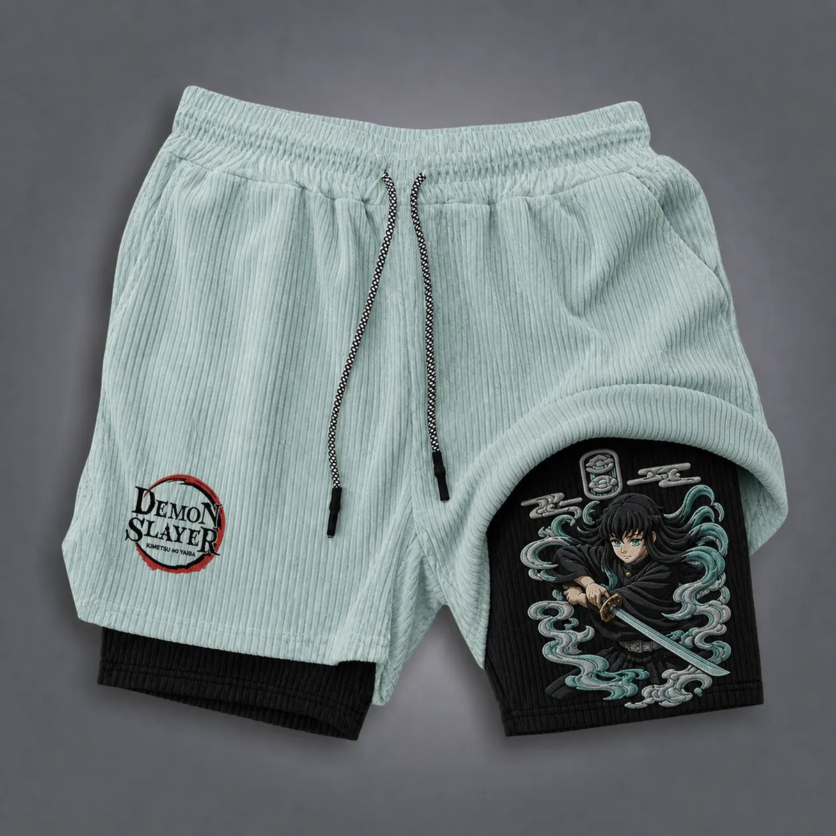 Demon Slayer Unisex Double-layer Shorts With Anime Print