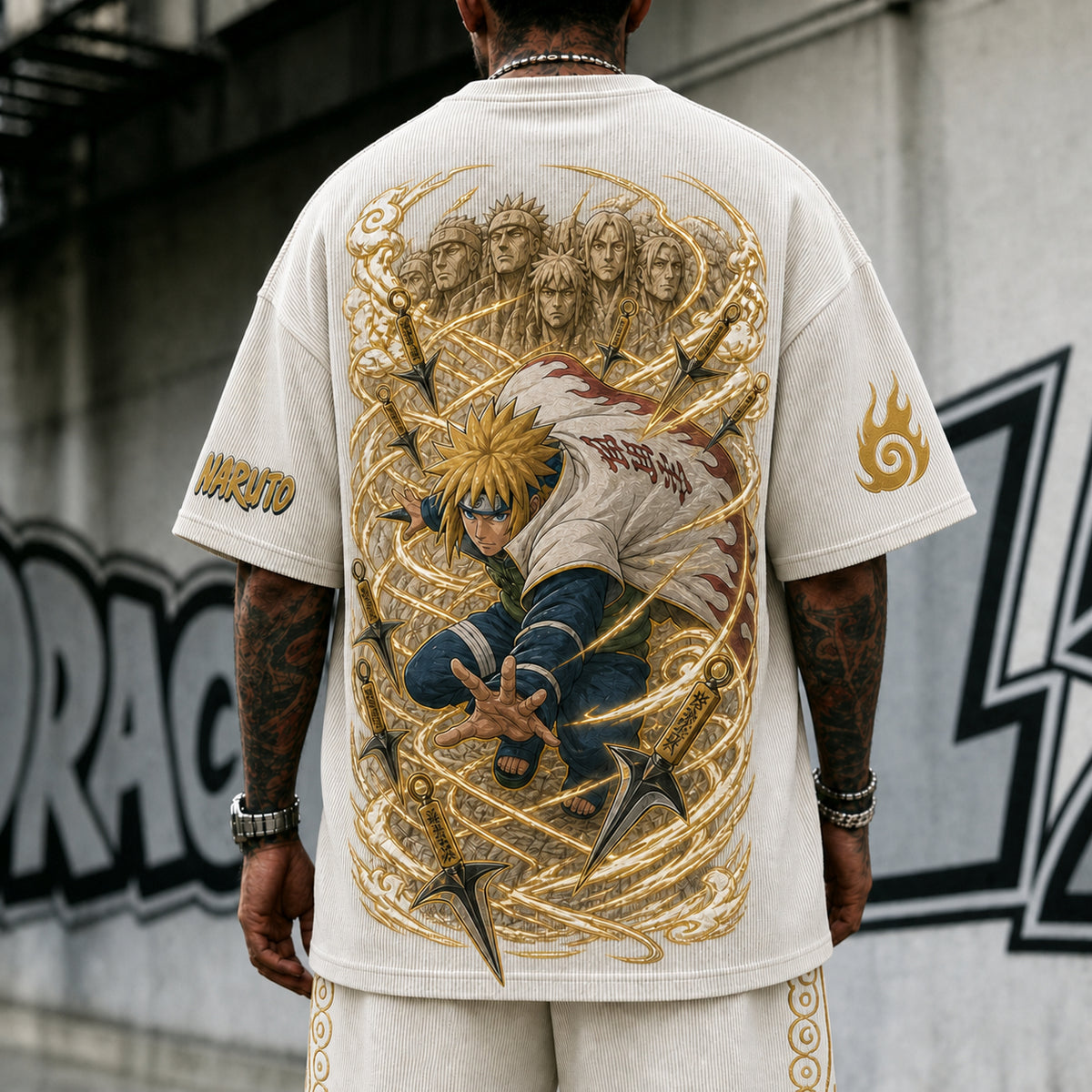 Naruto Unisex Anime-Style Retro Corduroy Oversized T-Shirt