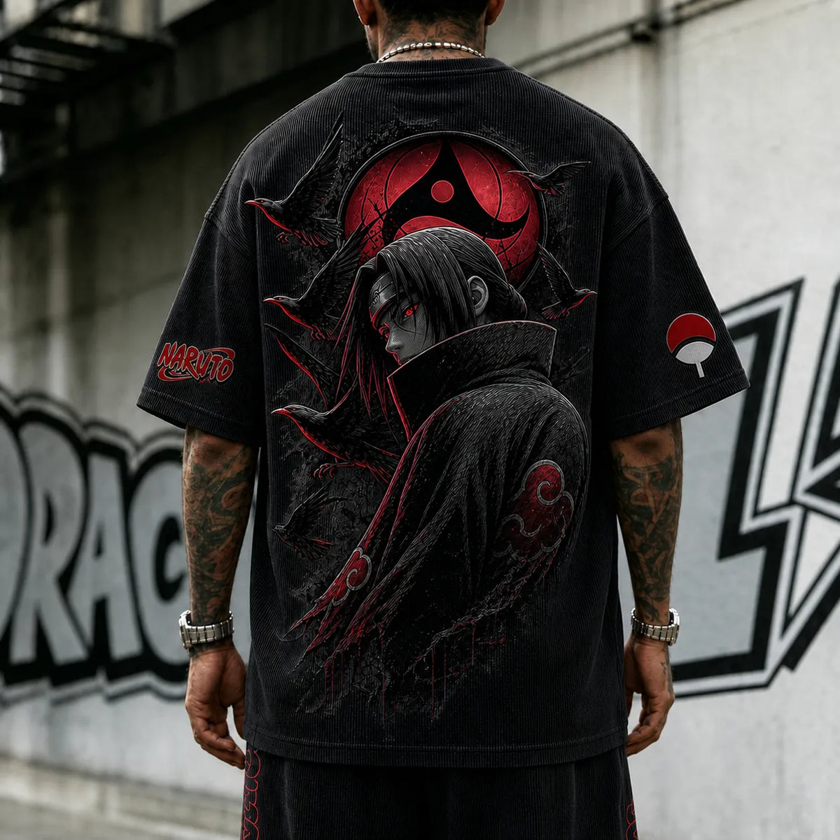 Naruto Unisex Anime-Style Retro Corduroy Oversized T-Shirt