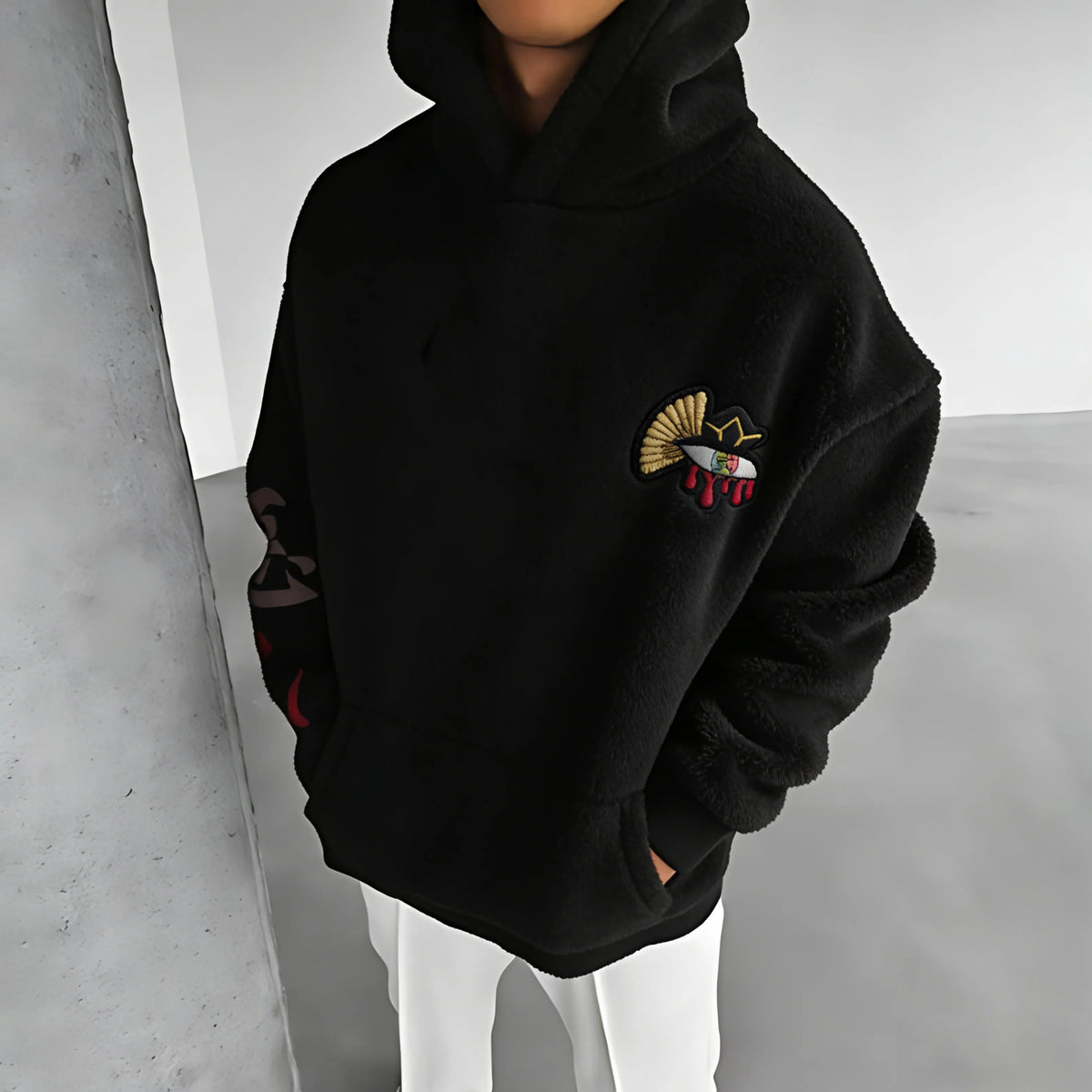 Demon Slayer Color-blocked Corduroy Hooded Sweatshirt