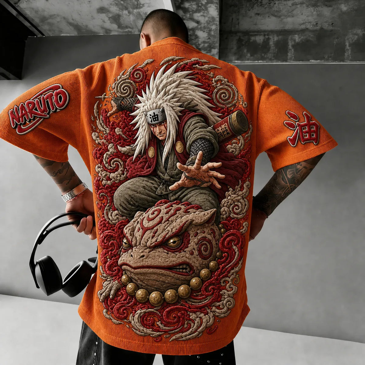 Naruto Unisex Anime-Style Retro Corduroy Oversized T-Shirt