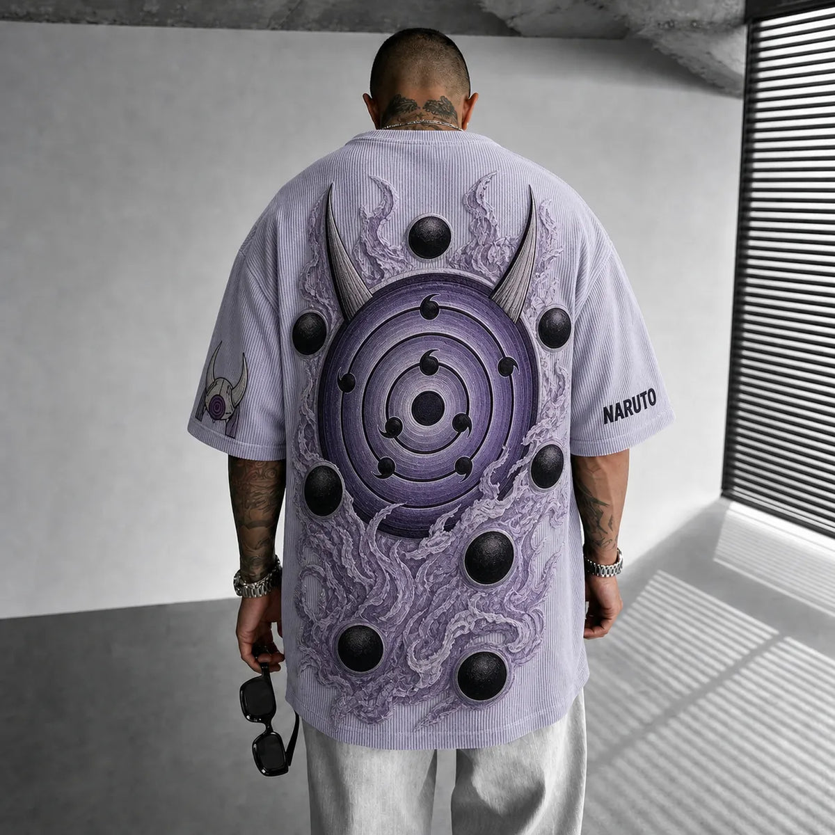 Naruto Unisex Anime-Style Retro Corduroy Oversized T-Shirt
