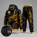 Demon Slayer Vintage Anime Print Long Sleeve Drawstring Tracksuit Hoodie Set