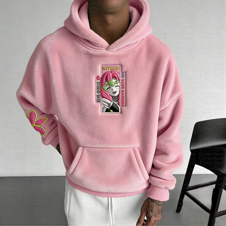 Demon Slayer Vintage Graphic Men Hoodie Loose Streetwear Pullover