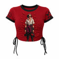 Naruto Women's Slim-Fit Short-Sleeve T-Shirt With Anime Print And Side Drawstrings