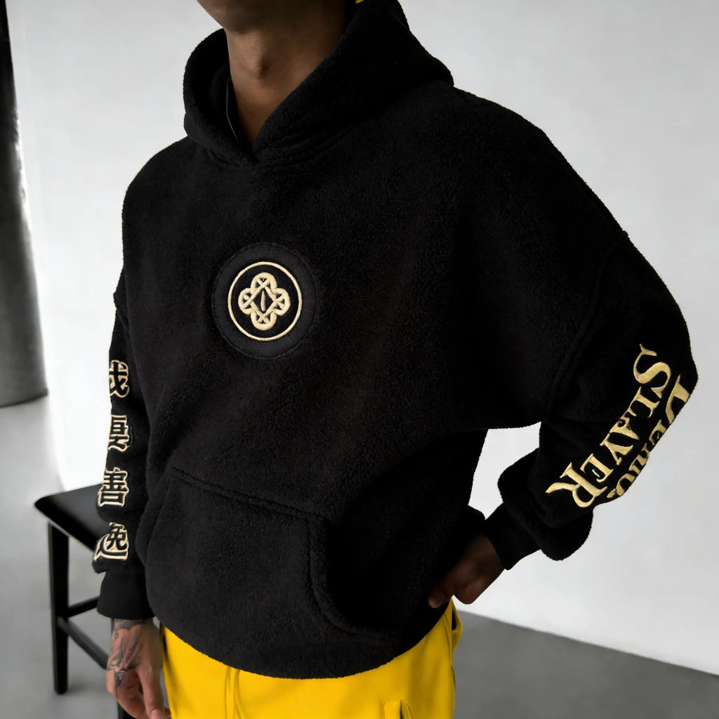 Demon Slayer Color-blocked Corduroy Hooded Sweatshirt