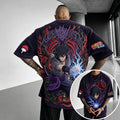 Naruto Unisex Oversized Anime-Print Vertical-Stripe Short-Sleeve T-Shirt