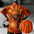 Naruto Unisex Oversized Anime-Print Vertical-Stripe Short-Sleeve T-Shirt
