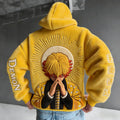 Demon Slayer Color-blocked Corduroy Hooded Sweatshirt