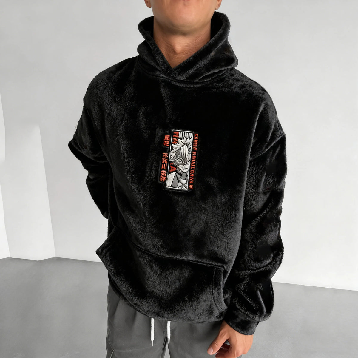 Demon Slayer Color-blocked Corduroy Hooded Sweatshirt