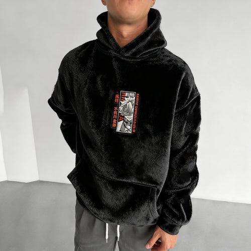 Demon Slayer Color-blocked Corduroy Hooded Sweatshirt
