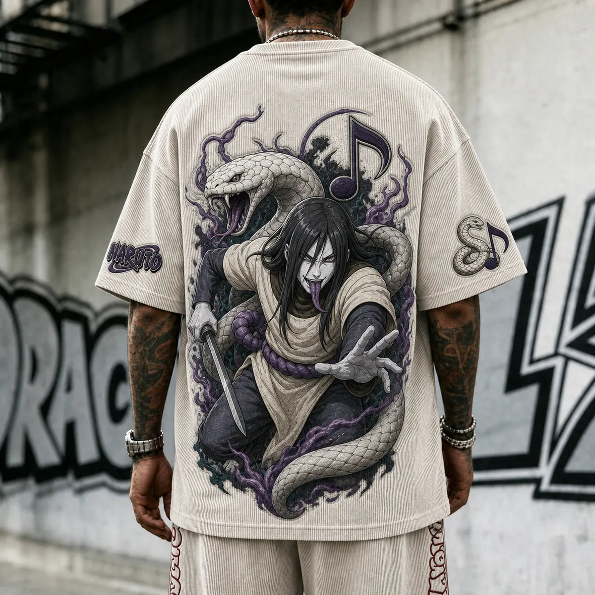 Naruto Unisex Anime-Style Retro Corduroy Oversized T-Shirt
