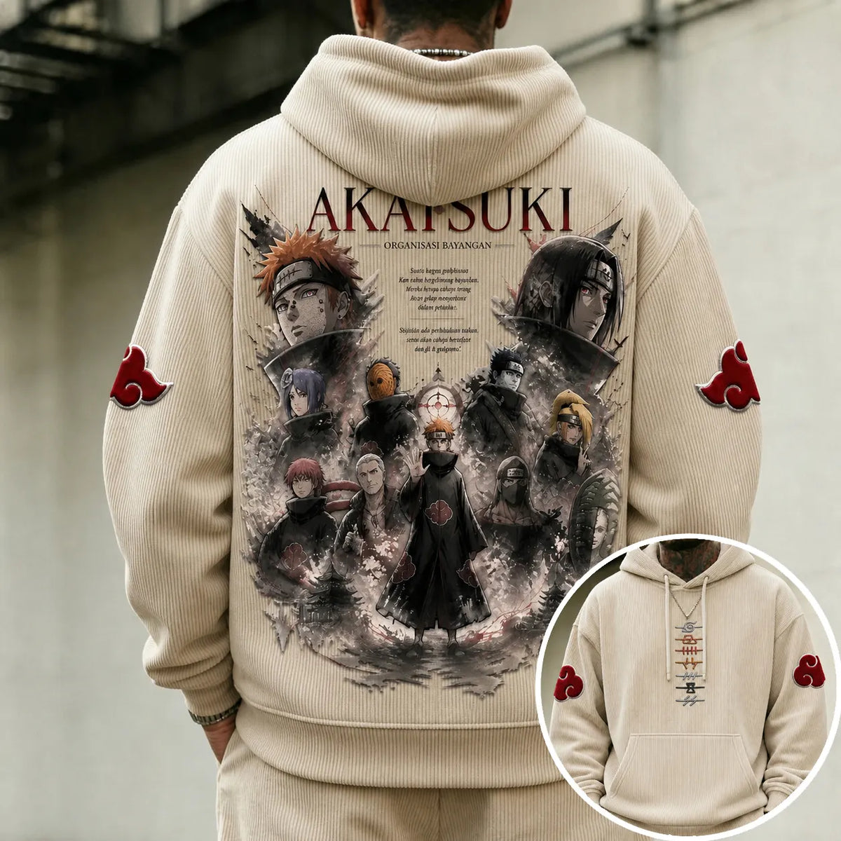 Naruto Unisex Retro Corduroy Hoodie With Anime-style Graphics