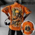 Naruto Unisex Oversized Anime-Print Vertical-Stripe Short-Sleeve T-Shirt