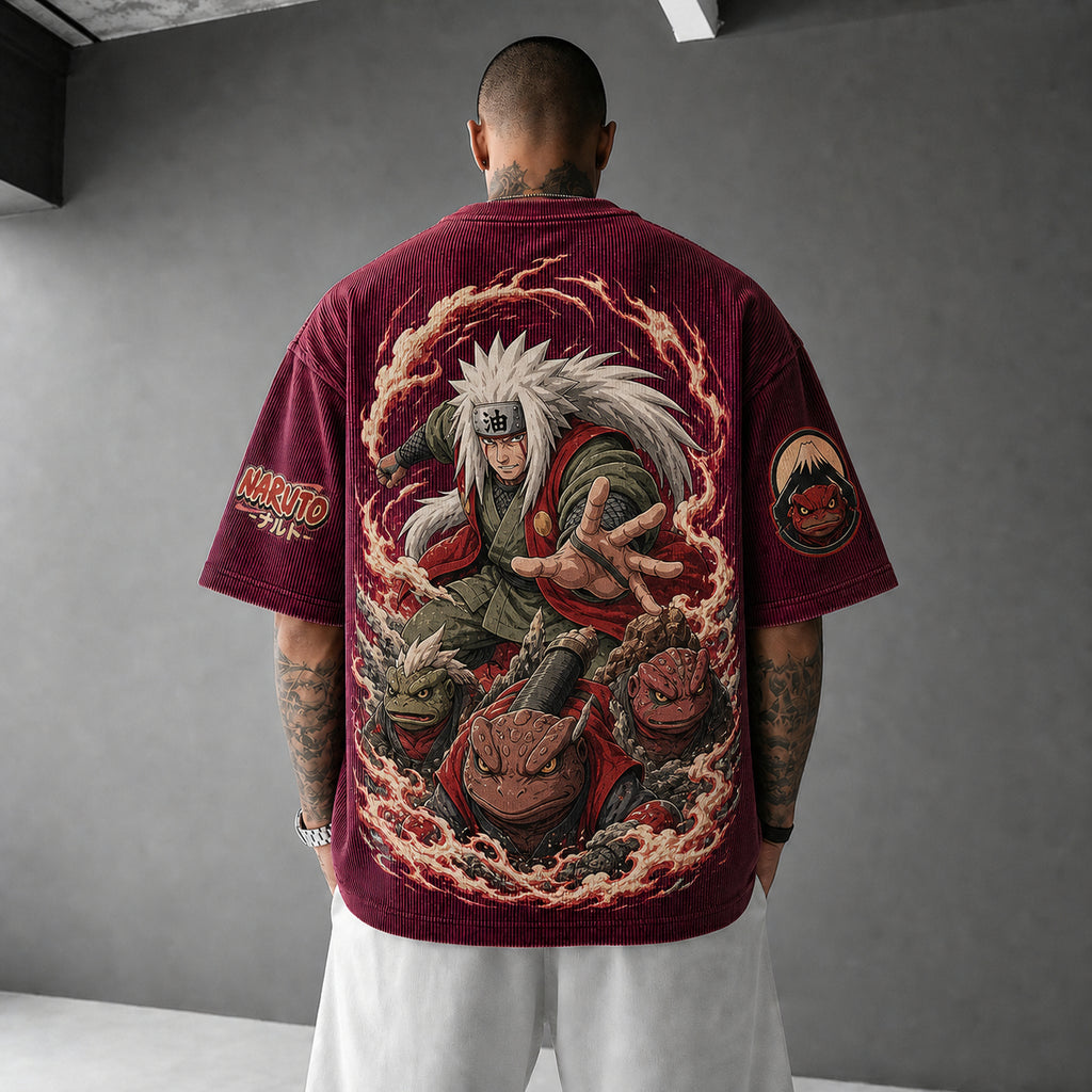 Naruto Unisex Anime-Style Retro Corduroy Oversized T-Shirt