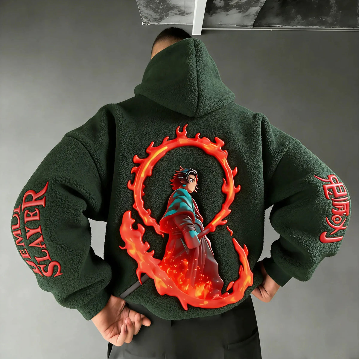 Demon Slayer Color-blocked Corduroy Hooded Sweatshirt