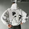 Demon Slayer Color-blocked Corduroy Hooded Sweatshirt