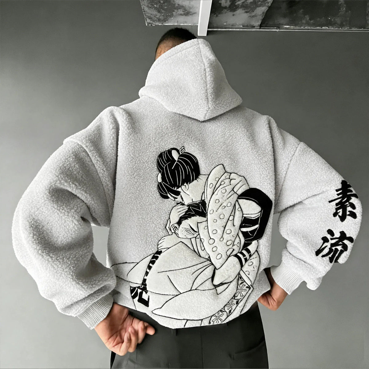 Demon Slayer Color-blocked Corduroy Hooded Sweatshirt