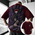Naruto Unisex Oversized Anime-Print Vertical-Stripe Short-Sleeve T-Shirt