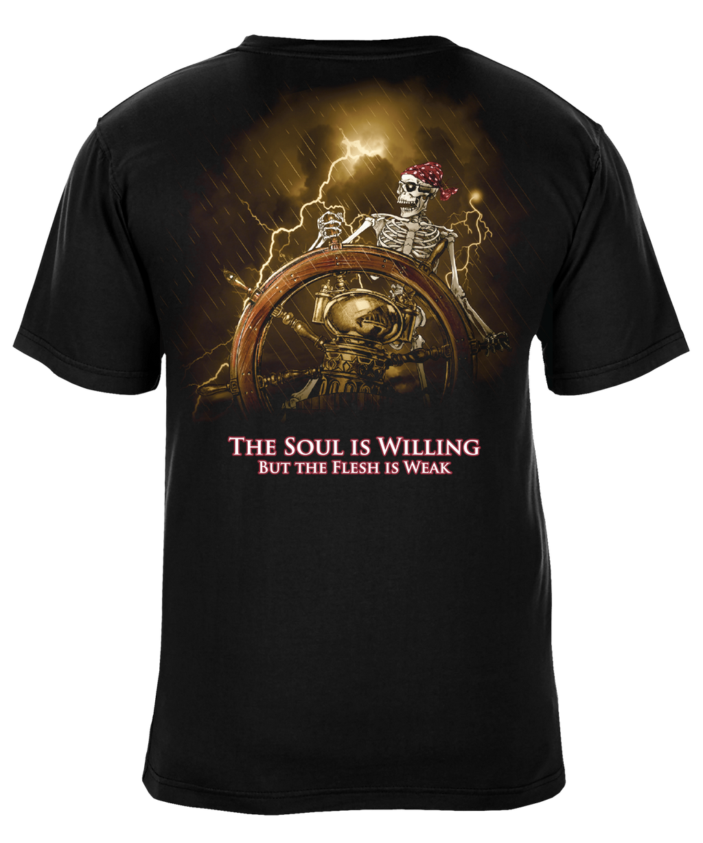 The Soul Is Willing Storm Captain Skeleton Graphic T-Shirt