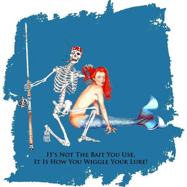 Mermaid and Fisherman Fishing Graphic T-Shirt