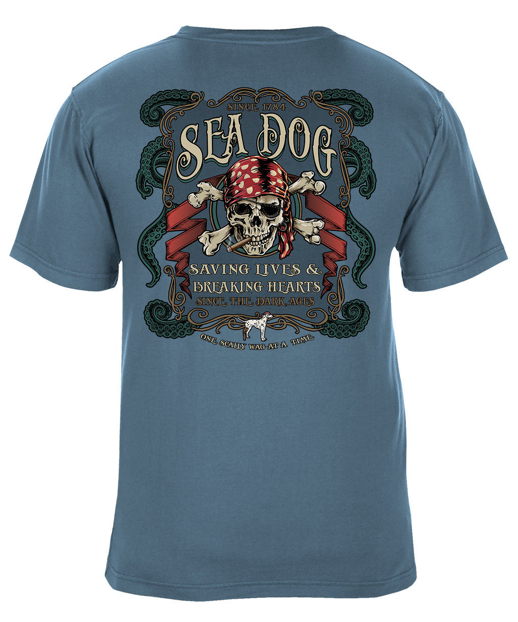 Sea Dog Saving Lives Breaking Hearts Pirate Graphic T-Shirt