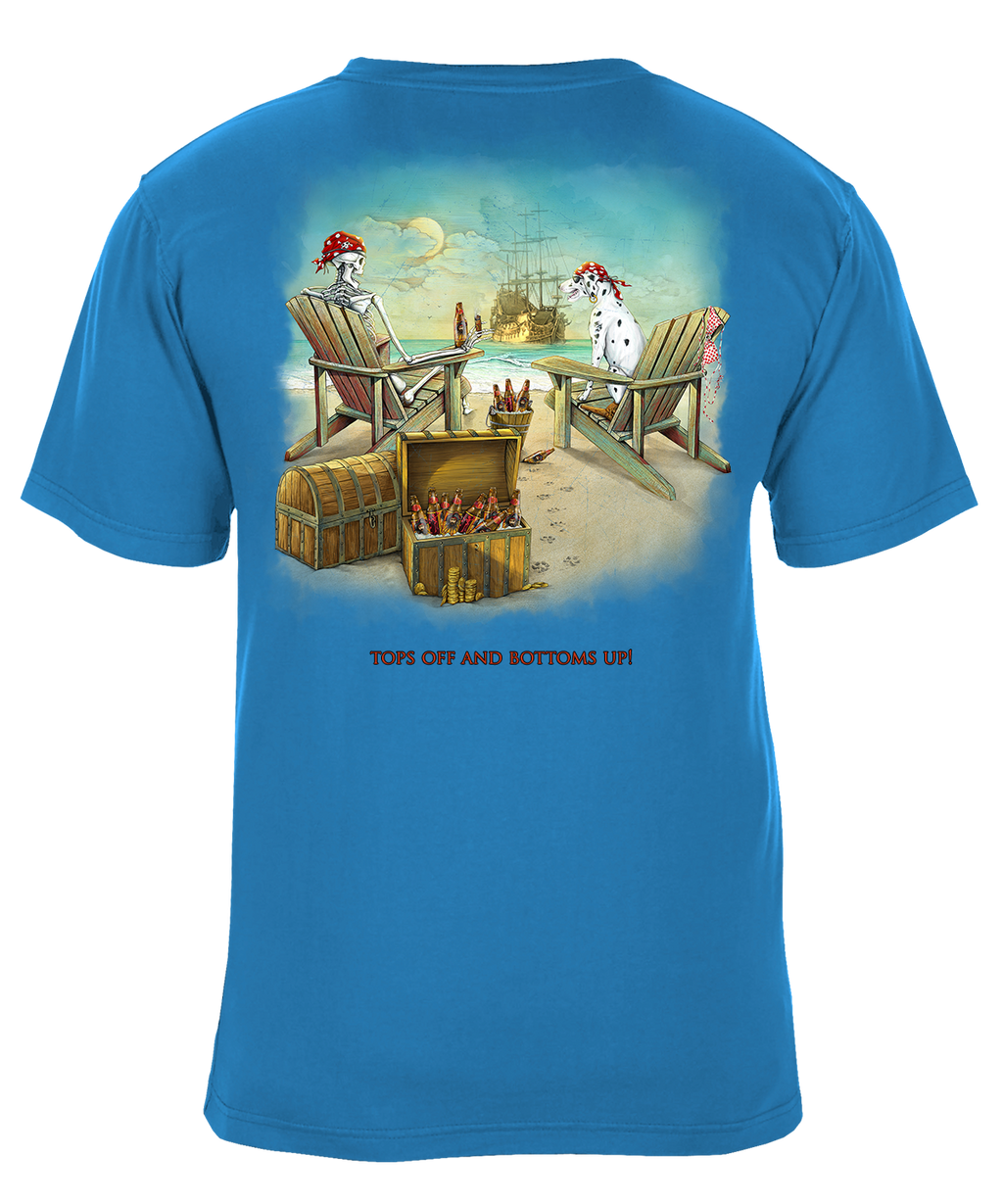 Tops Off Bottoms Up Pirate Beach Party Graphic T-Shirt - Available in 3 Colors
